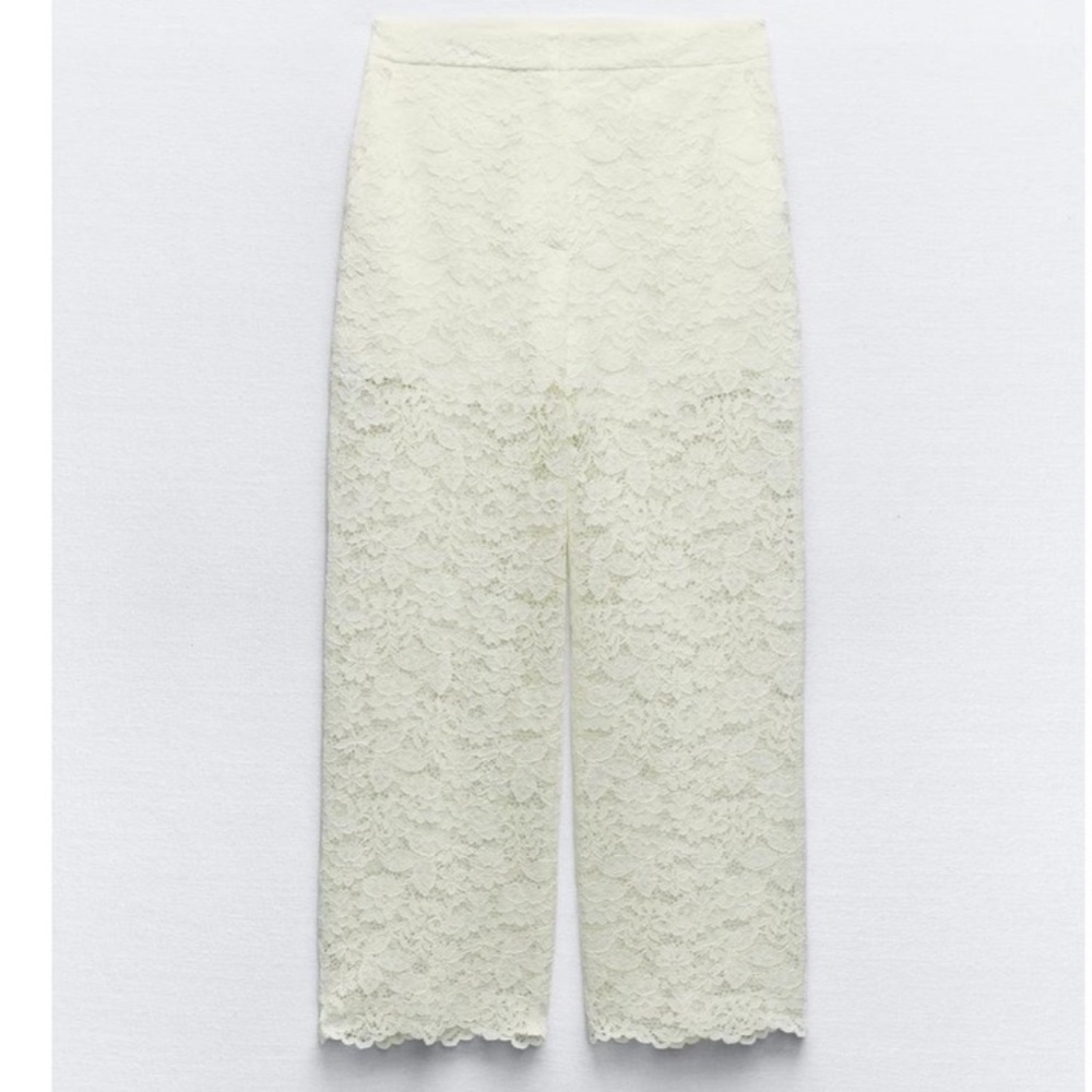 ZARA White Cropped Lace Pants - Picture 10 of 15